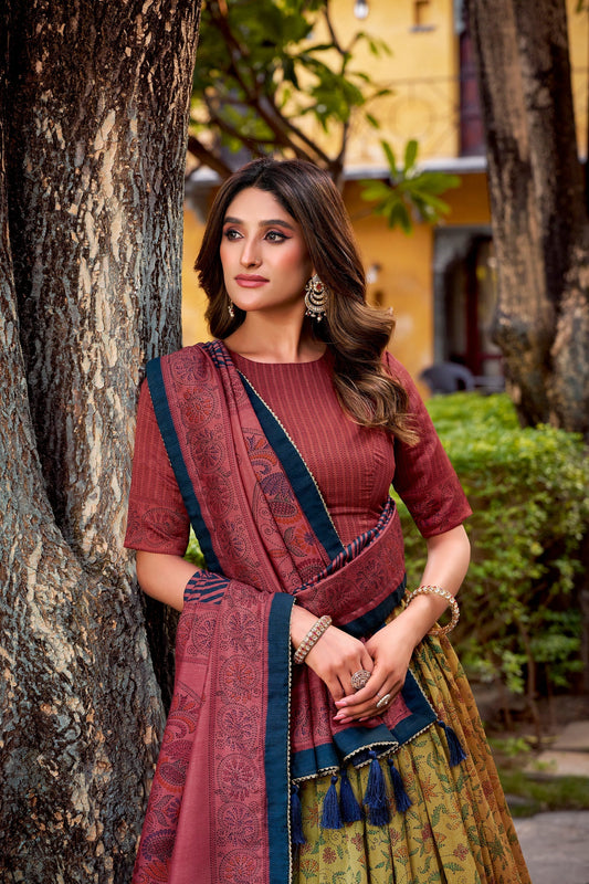 OCCASION SPECIAL VICHITRA SILK LEHENGA CHOLI WITH DUPATTA (TT01)