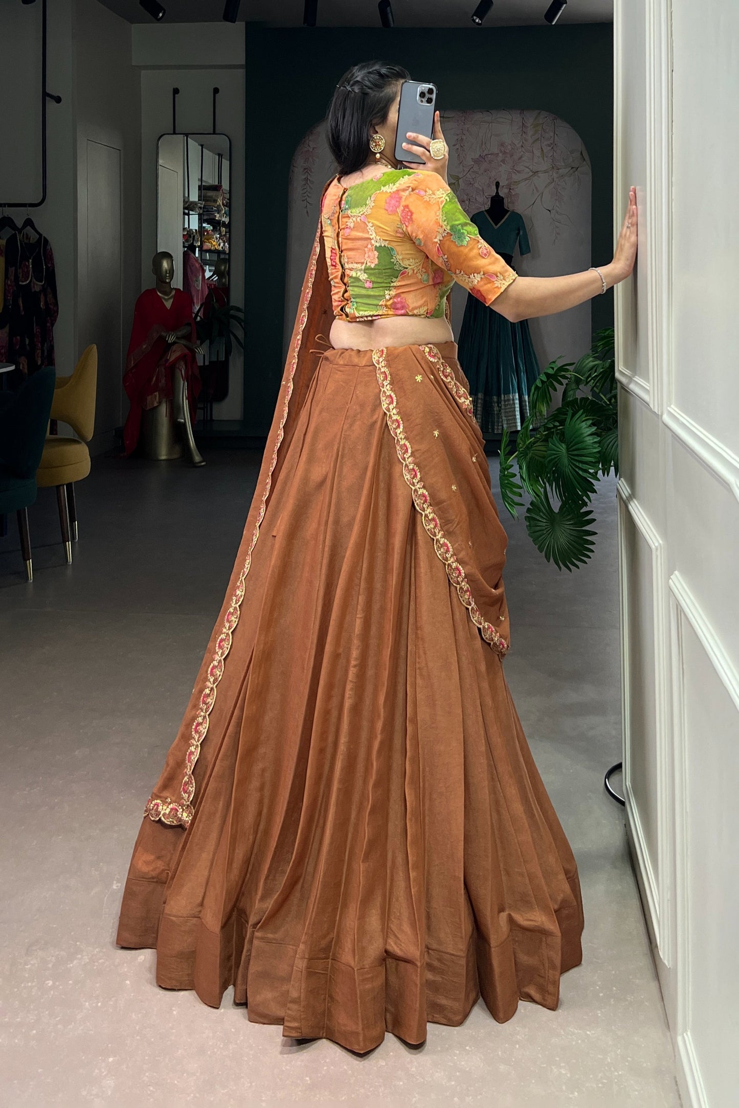 OCCASION SPECIAL CHOCKLATE CRUSH HANDWORKED LEHENGA CHOLI WITH DUPATTA (TT13)