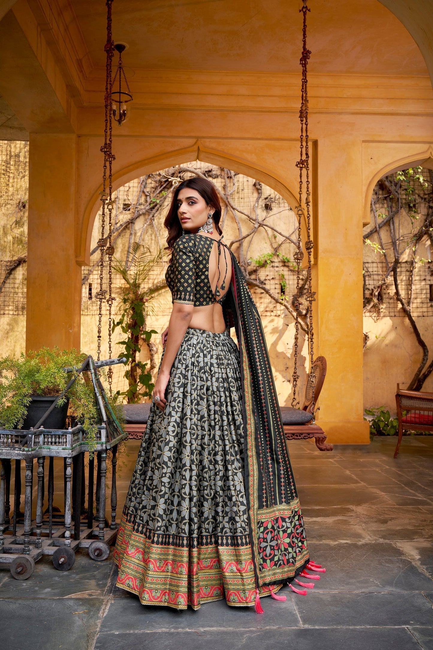 OCCASION SPECIAL TASAR SILK SPARKLE LACE LEHENGA CHOLI WITH DUPATTA (TT10)