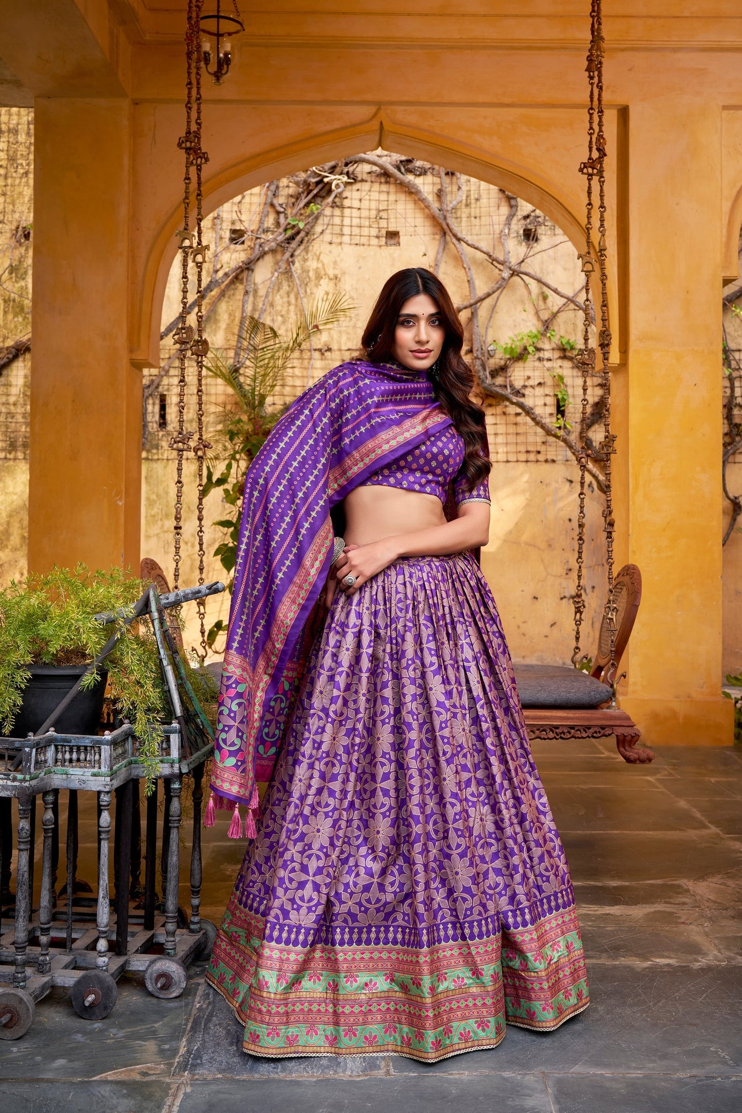 OCCASION SPECIAL TASAR SILK SPARKLE LACE LEHENGA CHOLI WITH DUPATTA (TT10)