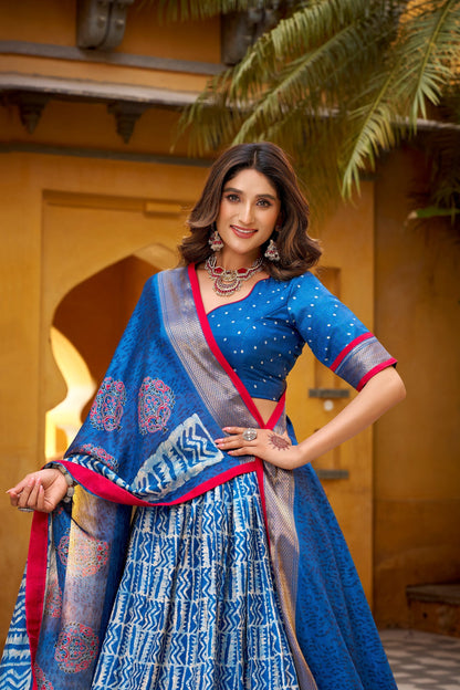 OCCASION SPECIAL DOLA SILK BATIK PRINTED LEHENGA CHOLI WITH DUPATTA (TT09)