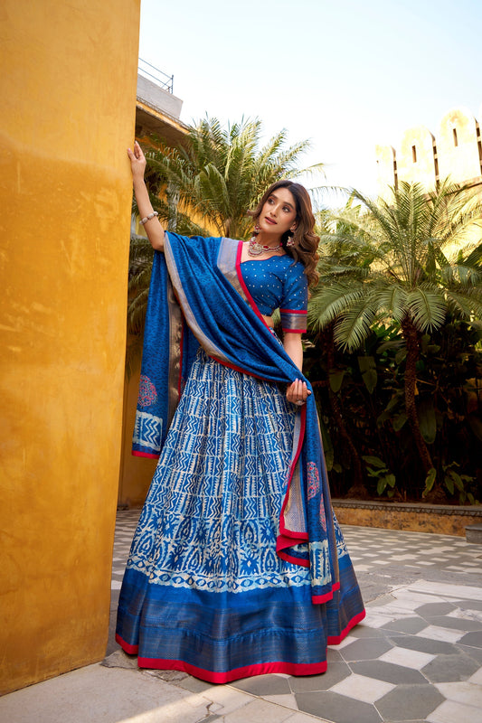 OCCASION SPECIAL DOLA SILK BATIK PRINTED LEHENGA CHOLI WITH DUPATTA (TT09)