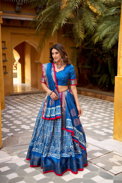 OCCASION SPECIAL DOLA SILK BATIK PRINTED LEHENGA CHOLI WITH DUPATTA (TT09)