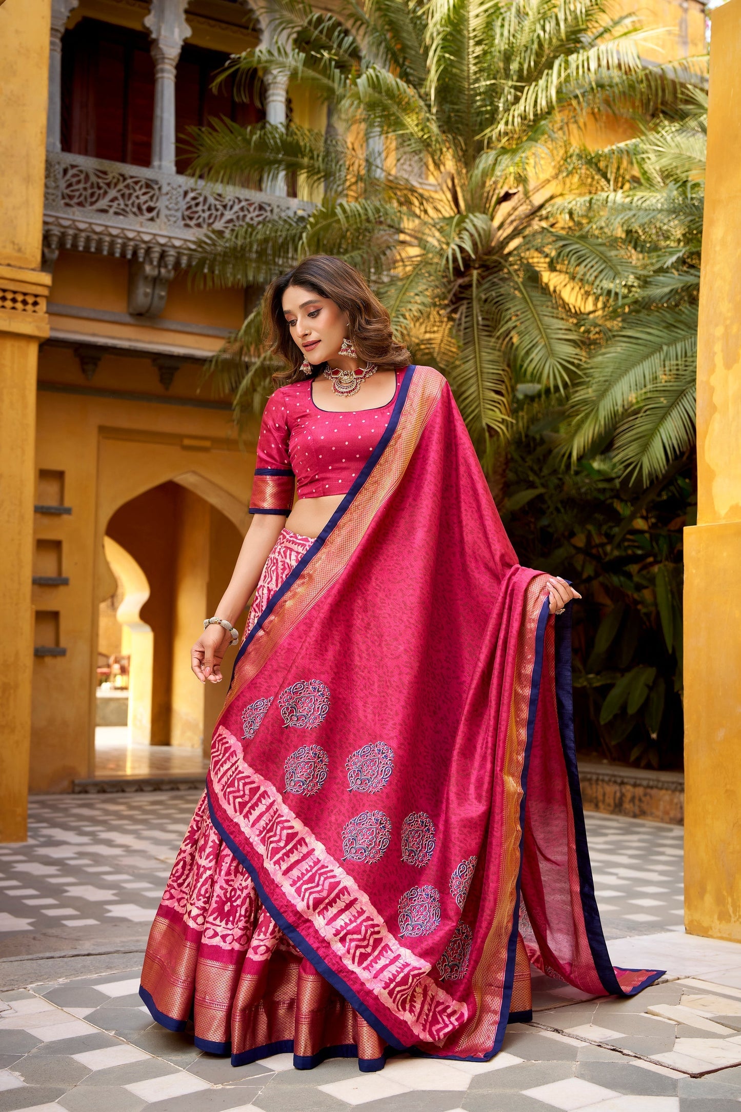 OCCASION SPECIAL DOLA SILK BATIK PRINTED LEHENGA CHOLI WITH DUPATTA (TT09)