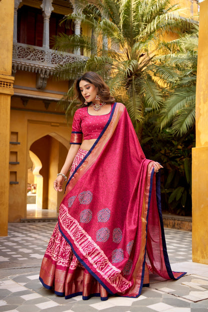 OCCASION SPECIAL DOLA SILK BATIK PRINTED LEHENGA CHOLI WITH DUPATTA (TT09)