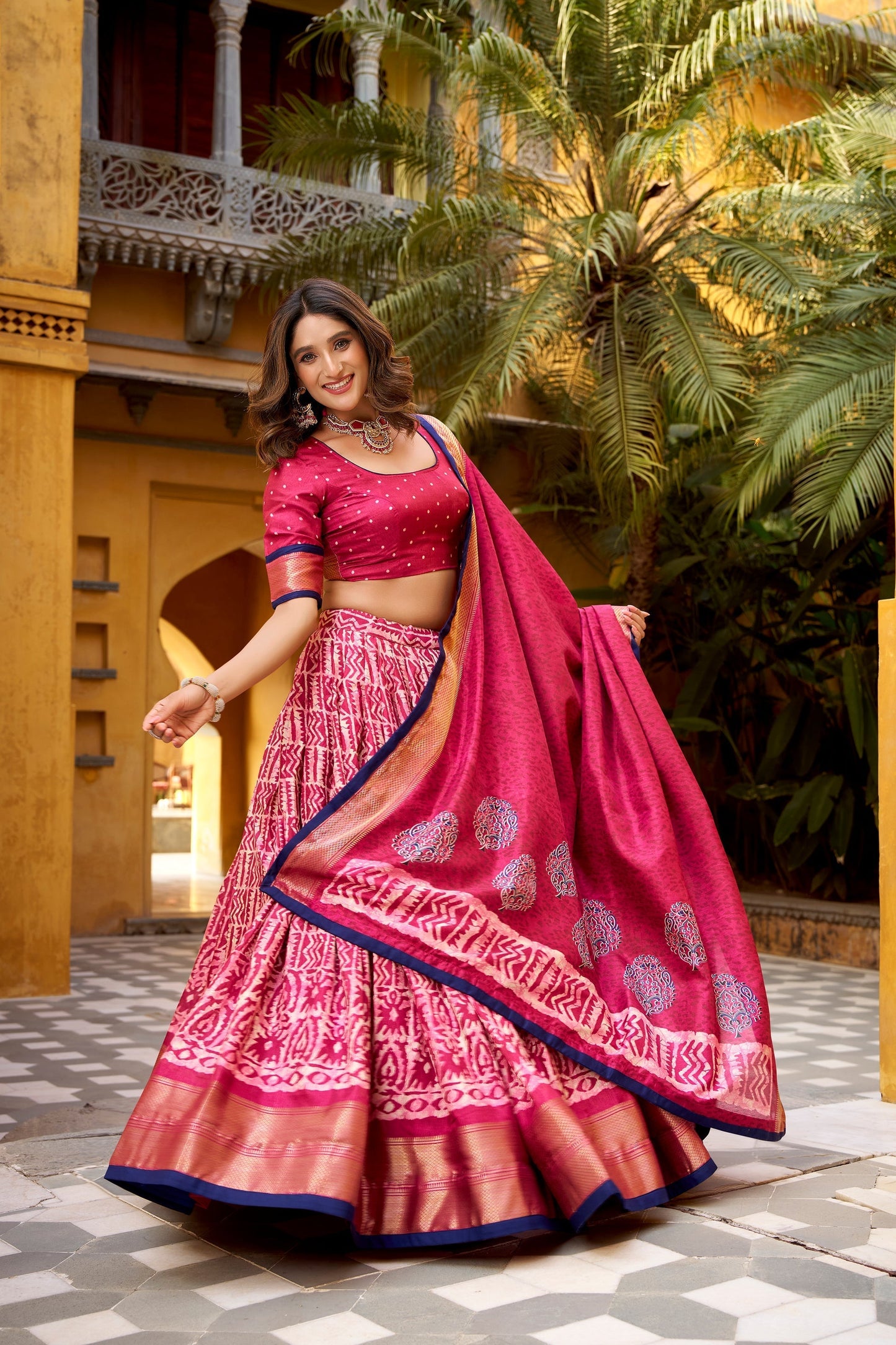 OCCASION SPECIAL DOLA SILK BATIK PRINTED LEHENGA CHOLI WITH DUPATTA (TT09)