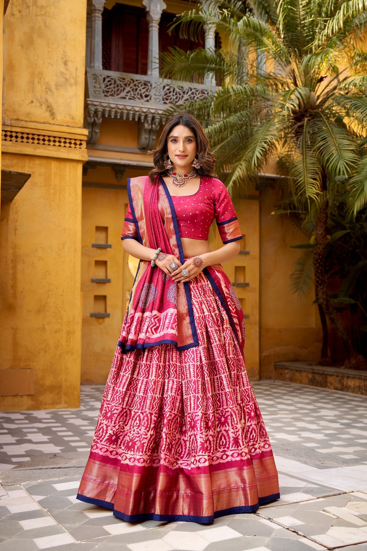 OCCASION SPECIAL DOLA SILK BATIK PRINTED LEHENGA CHOLI WITH DUPATTA (TT09)