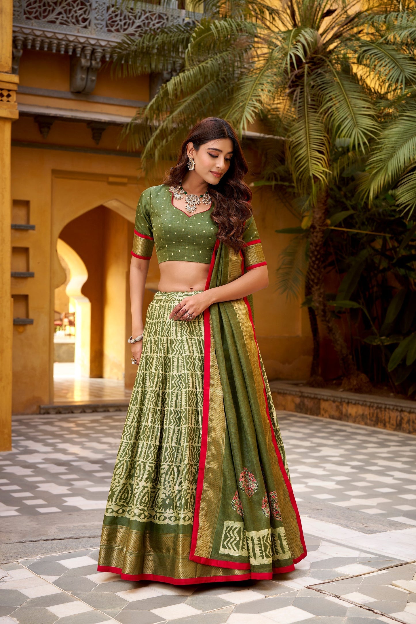OCCASION SPECIAL DOLA SILK BATIK PRINTED LEHENGA CHOLI WITH DUPATTA (TT09)
