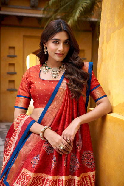 OCCASION SPECIAL DOLA SILK BATIK PRINTED LEHENGA CHOLI WITH DUPATTA (TT09)