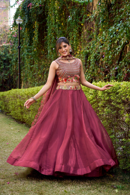 WEDDING SPECIAL CHANDA SILK SEQUINS AND THREAD EMBROIDERED LEHENGA CHOLI WITH DUPATTA (TT06)