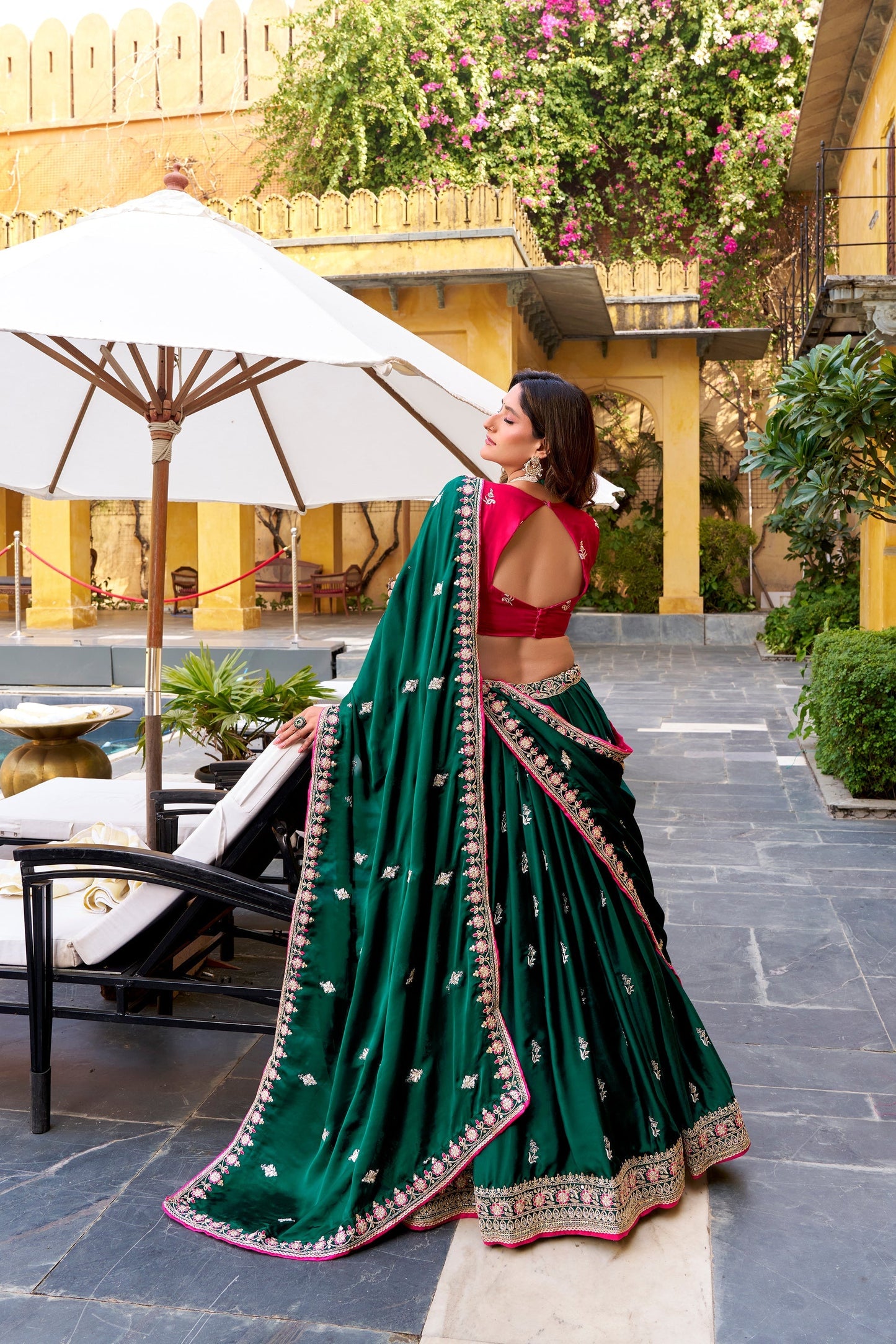 WEDDING SPECIAL SATIN SILK SEQUINS AND THREAD EMBROIDERED LEHENGA CHOLI WITH DUPATTA (TT11)