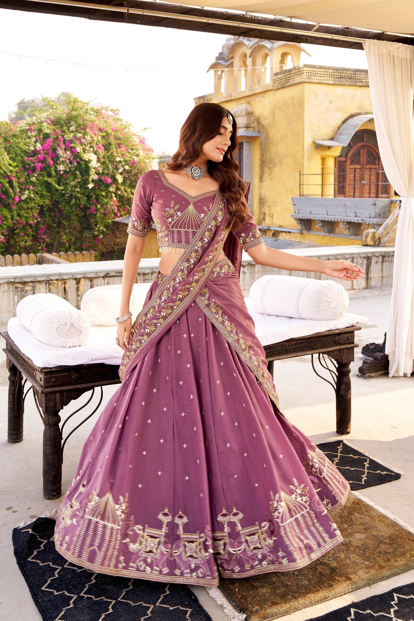 WEDDDING SPECIAL CHOCKLATE CRUSH SEQUINS AND EMBROIDERED LEHENGA CHOLI WITH DUPATTA (TT16)
