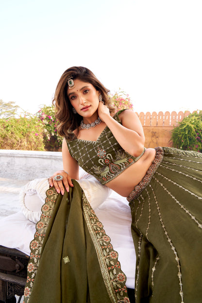 WEDDDING SPECIAL CHOCKLATE CRUSH SEQUINS AND EMBROIDERED LEHENGA CHOLI WITH DUPATTA (TT16)