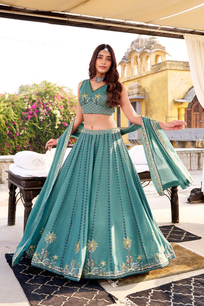 WEDDDING SPECIAL CHOCKLATE CRUSH SEQUINS AND EMBROIDERED LEHENGA CHOLI WITH DUPATTA (TT16)