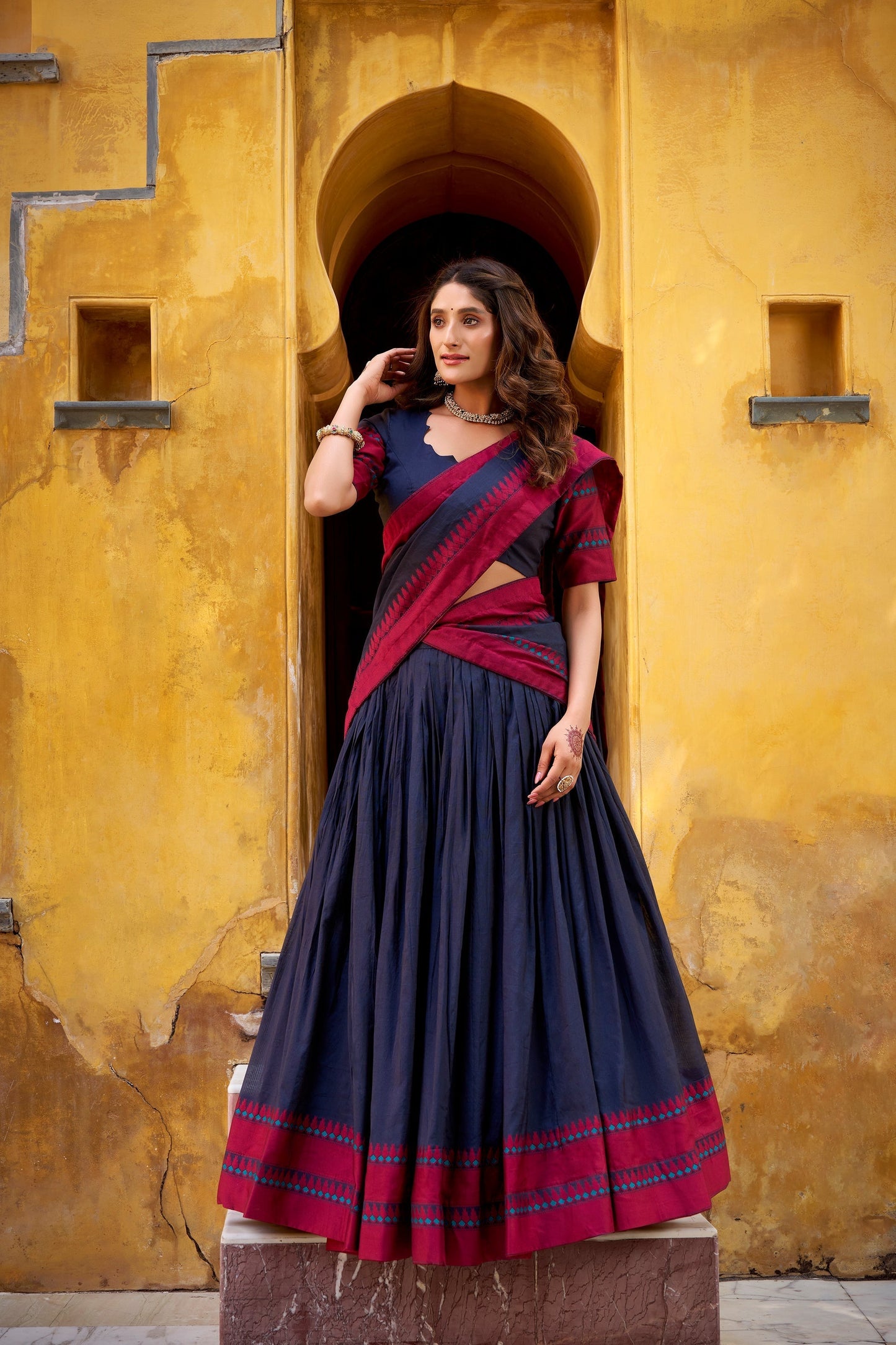 OCCASION SPECIAL PURE CHANDERI THREAD WORK LEHENGA CHOLI WITH DUPATTA (TT15)