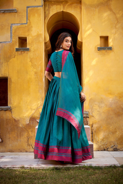 OCCASION SPECIAL PURE CHANDERI THREAD WORK LEHENGA CHOLI WITH DUPATTA (TT15)