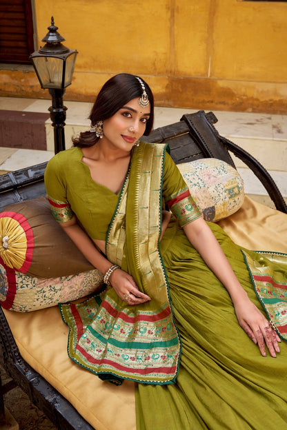 OCCASION SPECIAL PURE CANDERI ZARI WEAVING LEHENGA CHOLI WITH DUPATTA (TT03)