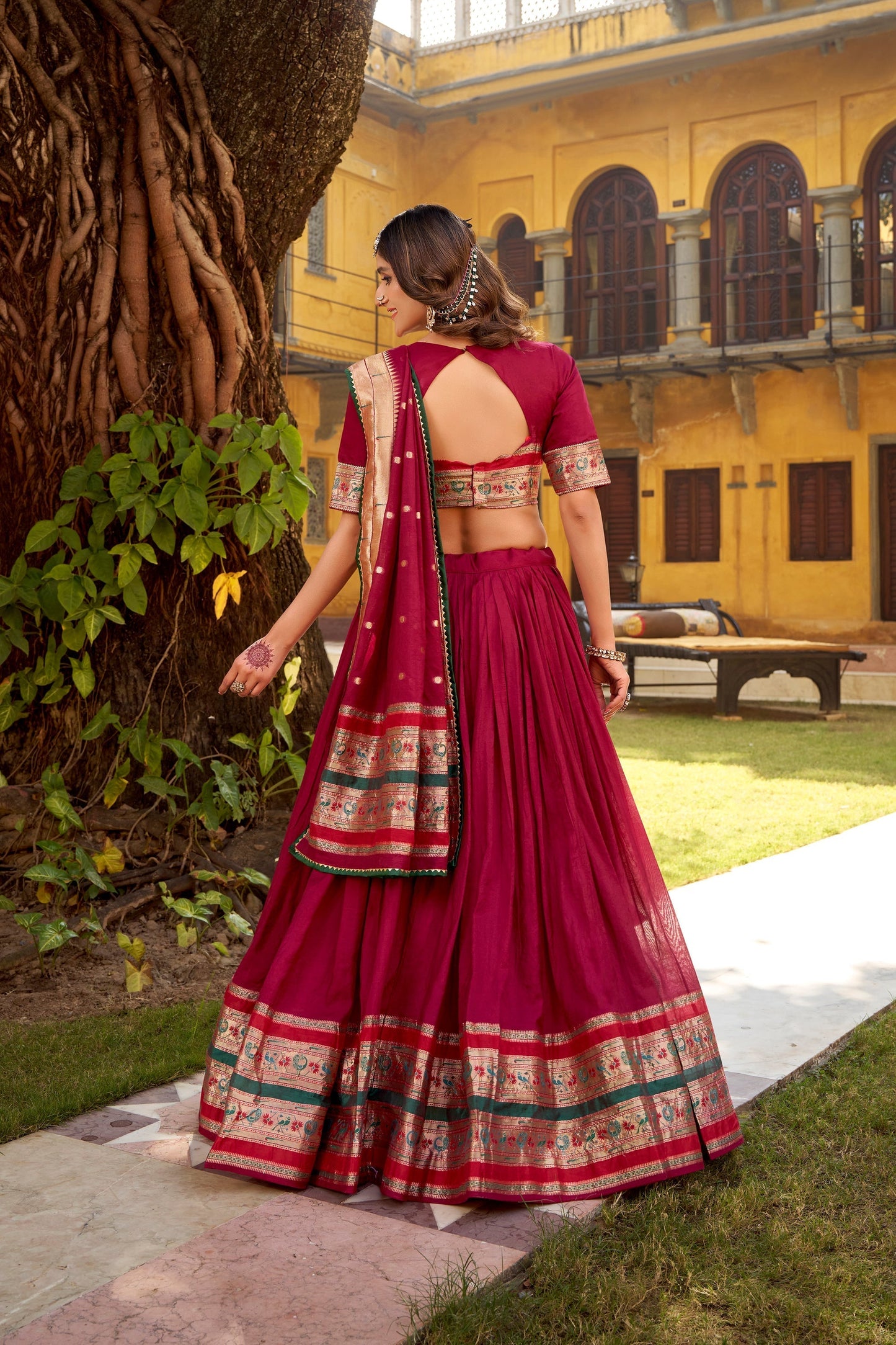 OCCASION SPECIAL PURE CANDERI ZARI WEAVING LEHENGA CHOLI WITH DUPATTA (TT03)