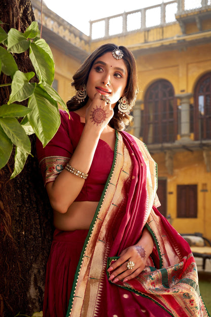 OCCASION SPECIAL PURE CANDERI ZARI WEAVING LEHENGA CHOLI WITH DUPATTA (TT03)