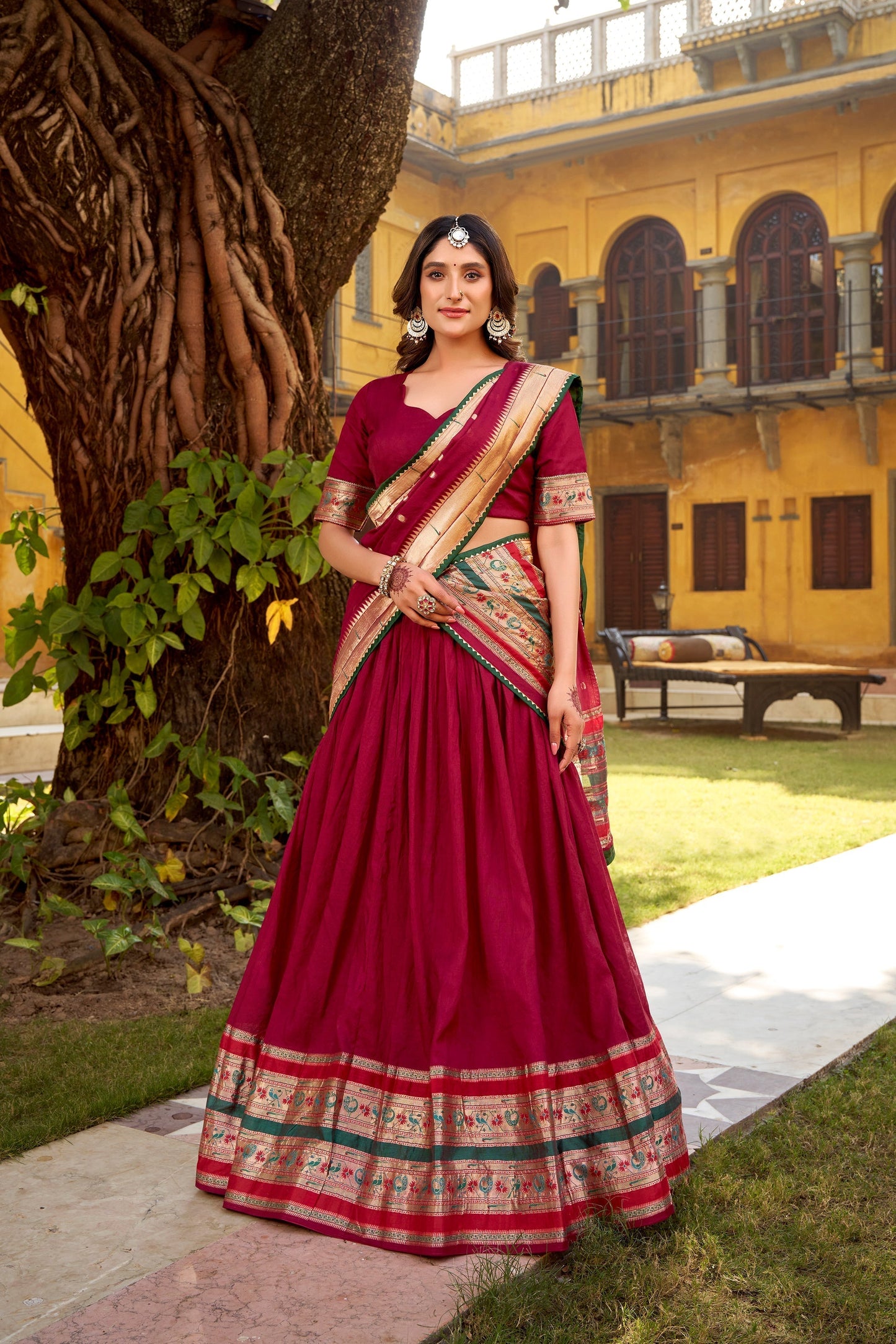 OCCASION SPECIAL PURE CANDERI ZARI WEAVING LEHENGA CHOLI WITH DUPATTA (TT03)