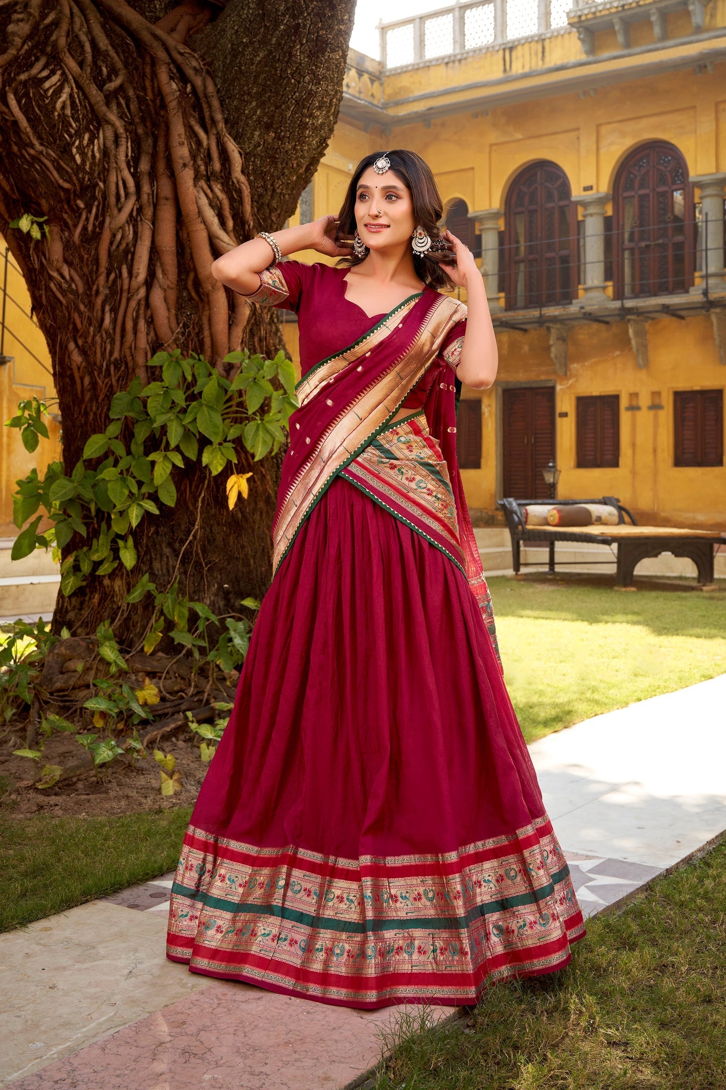 OCCASION SPECIAL PURE CANDERI ZARI WEAVING LEHENGA CHOLI WITH DUPATTA (TT03)