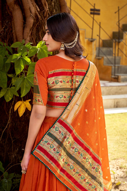 OCCASION SPECIAL PURE CANDERI ZARI WEAVING LEHENGA CHOLI WITH DUPATTA (TT03)