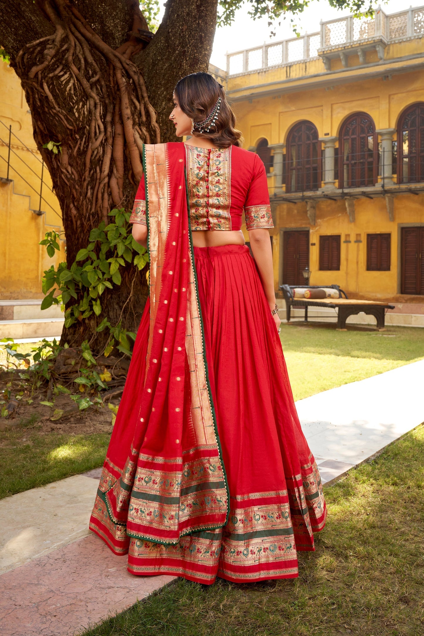OCCASION SPECIAL PURE CANDERI ZARI WEAVING LEHENGA CHOLI WITH DUPATTA (TT03)