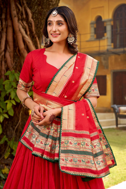 OCCASION SPECIAL PURE CANDERI ZARI WEAVING LEHENGA CHOLI WITH DUPATTA (TT03)