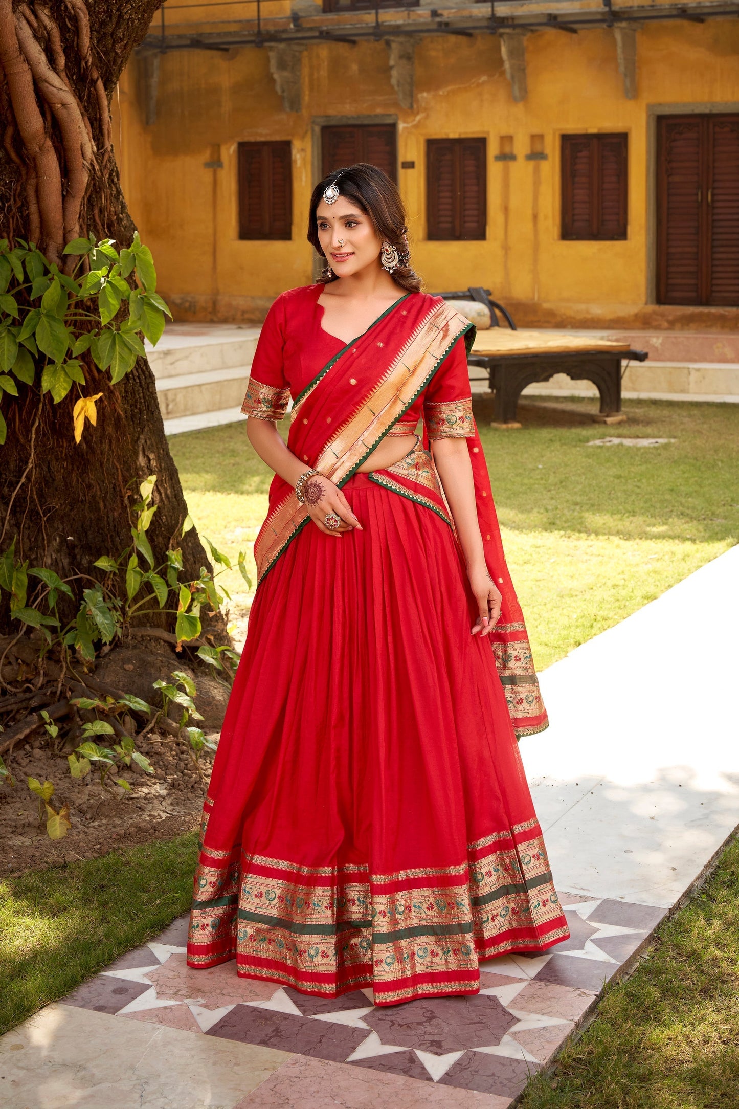 OCCASION SPECIAL PURE CANDERI ZARI WEAVING LEHENGA CHOLI WITH DUPATTA (TT03)
