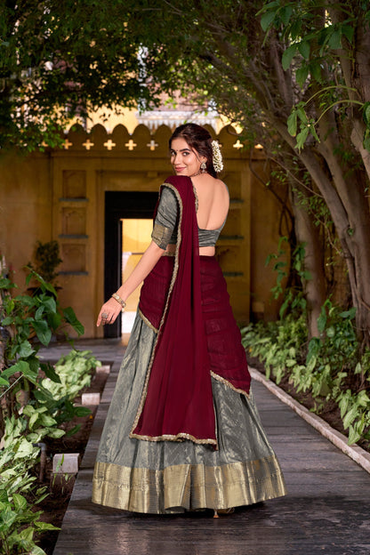 DUPIAN SILK ZARI WEAVING LEHENGA CHOLI WITH DUPATTA (TT19)