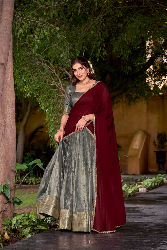 DUPIAN SILK ZARI WEAVING LEHENGA CHOLI WITH DUPATTA (TT19)