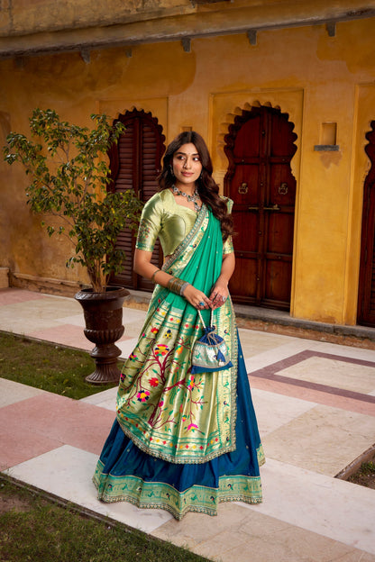 PAITHANI SPECIAL SOFT SILK ZARI WEAVING LEHENGA CHOLI WITH DUPATTA AND BATWA (TT02)