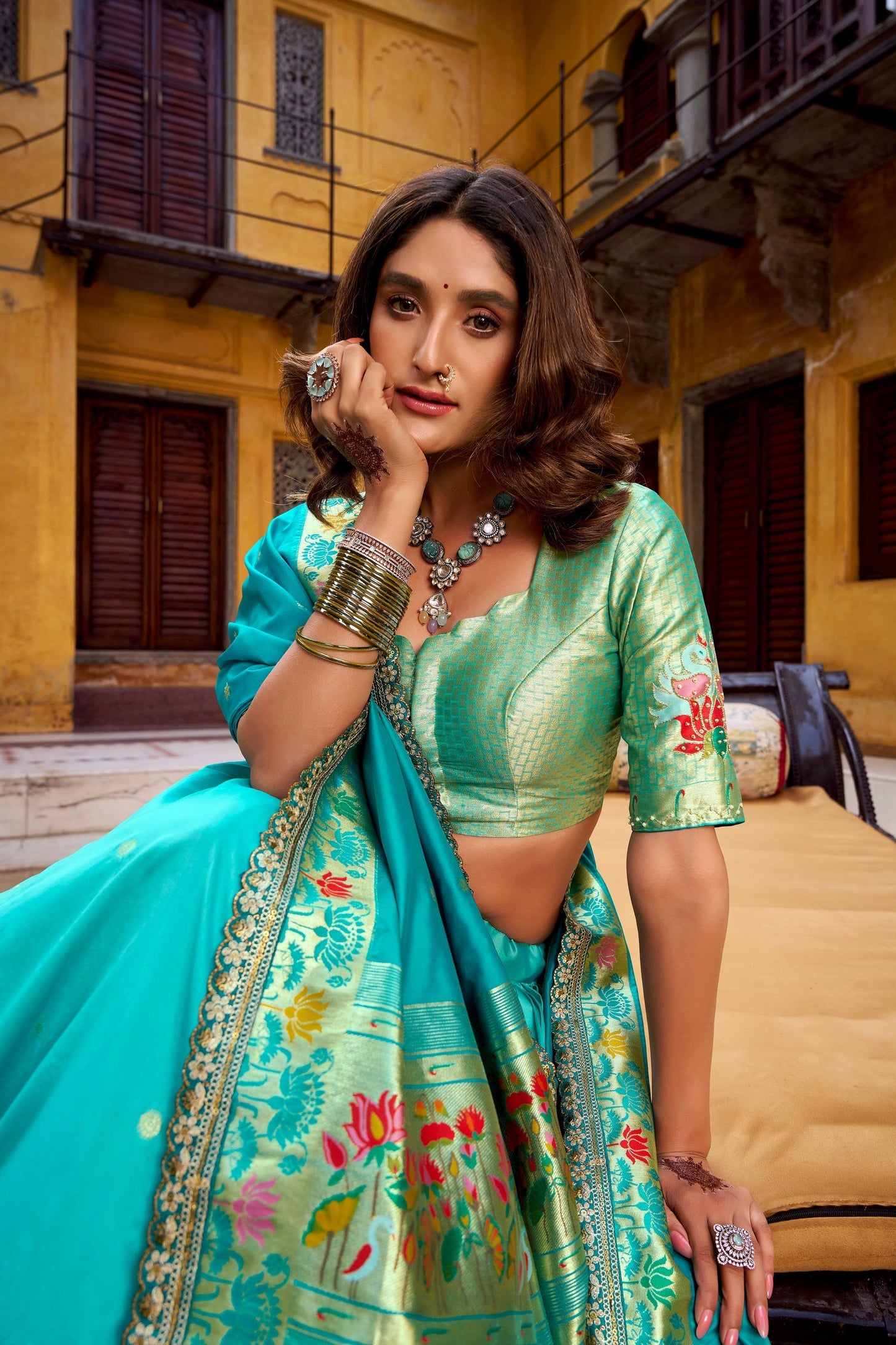 PAITHANI SPECIAL SOFT SILK ZARI WEAVING LEHENGA CHOLI WITH DUPATTA AND BATWA (TT02)