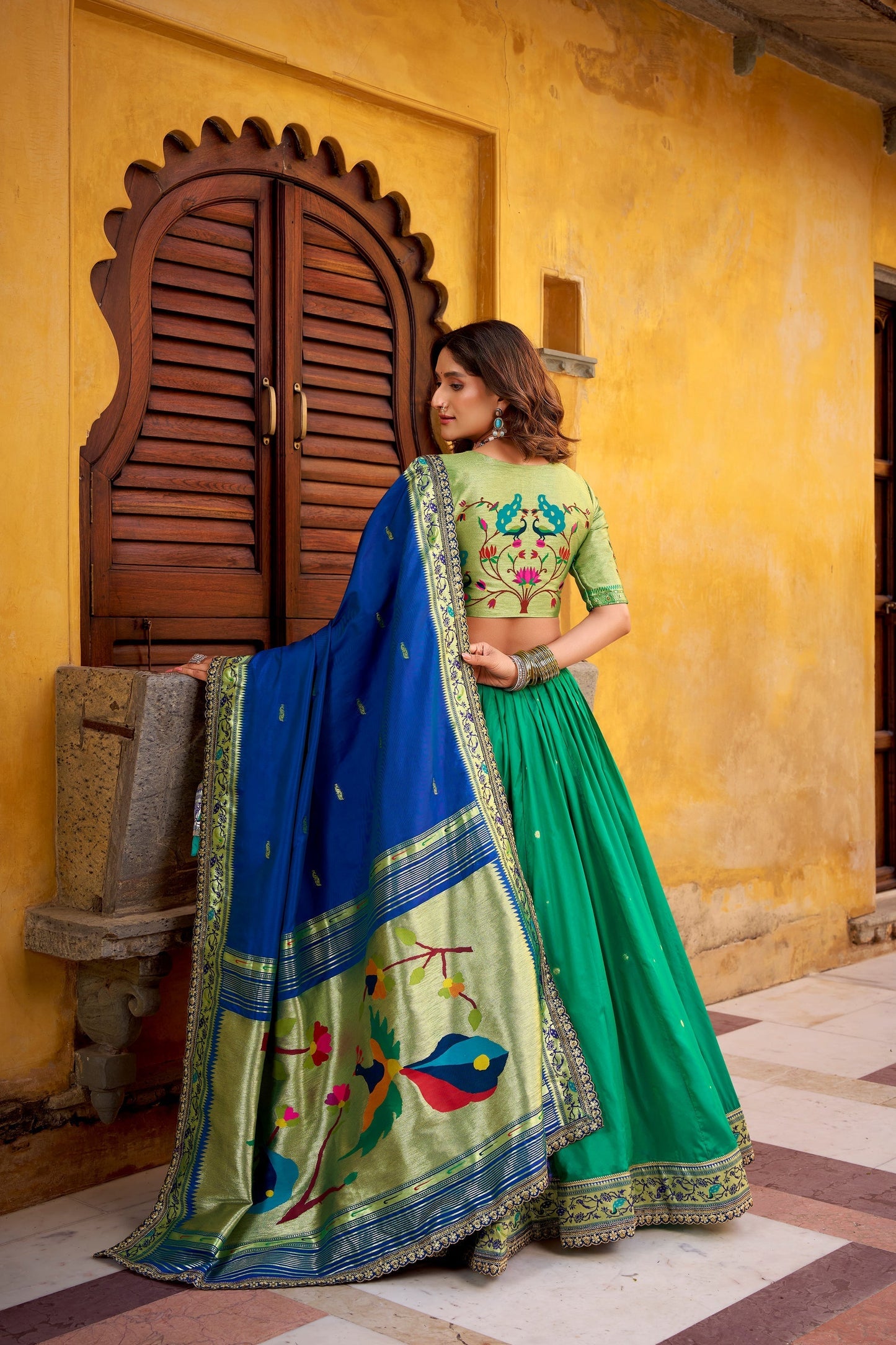 PAITHANI SPECIAL SOFT SILK ZARI WEAVING LEHENGA CHOLI WITH DUPATTA AND BATWA (TT02)