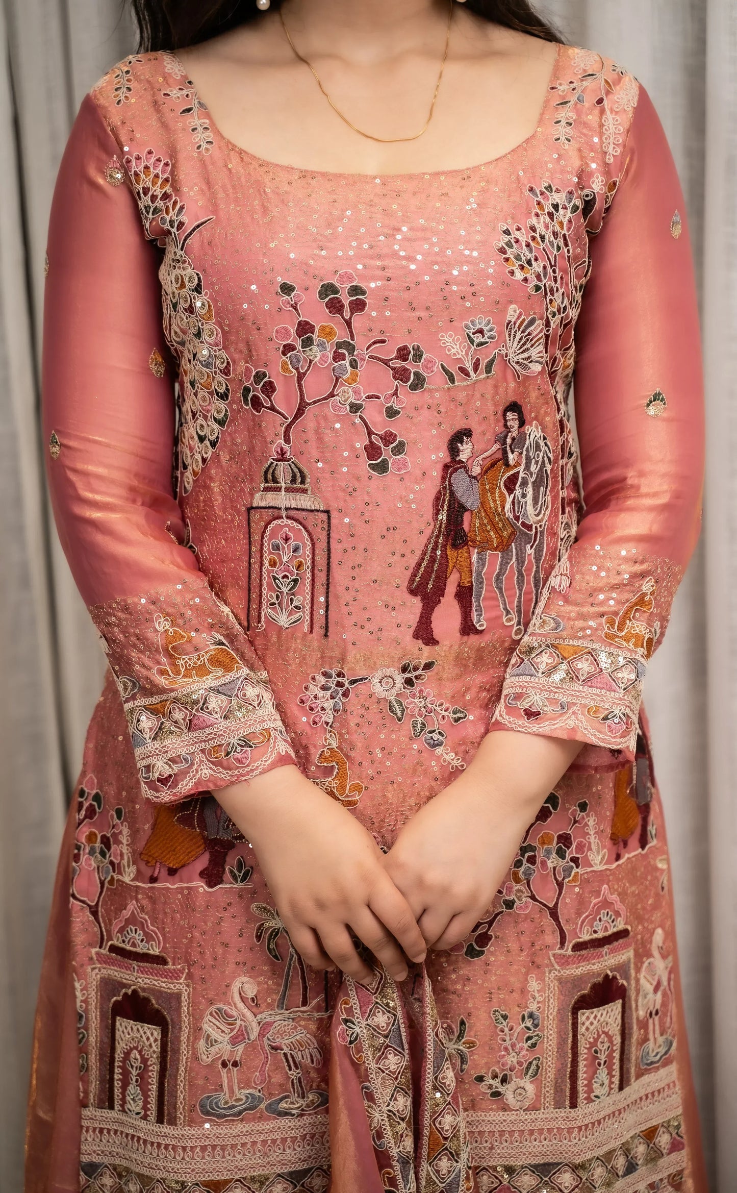 Elegant Multicolor Embroidered Kurti Suit Set with Dupatta