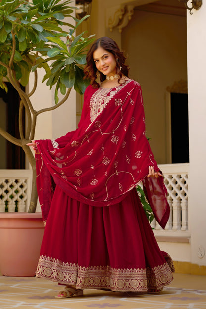 WEDDING SPECIAL FAUX BLOOMING SEQUINS EMBROIDERED GOWN AND DUPATTA (TT17)