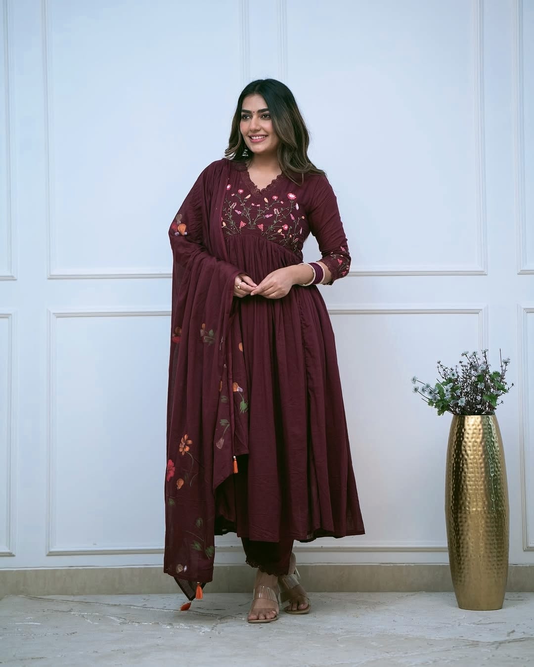 we have included a beautifully cotton malmal printed dupatta Upgrade your wardrobe with this stunning ensemble and step out in style! (SWSK21)