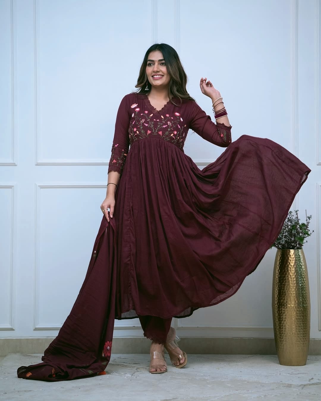 we have included a beautifully cotton malmal printed dupatta Upgrade your wardrobe with this stunning ensemble and step out in style! (SWSK21)
