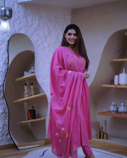 we have included a beautifully cotton malmal printed dupatta Upgrade your wardrobe with this stunning ensemble and step out in style! (SWSK21)